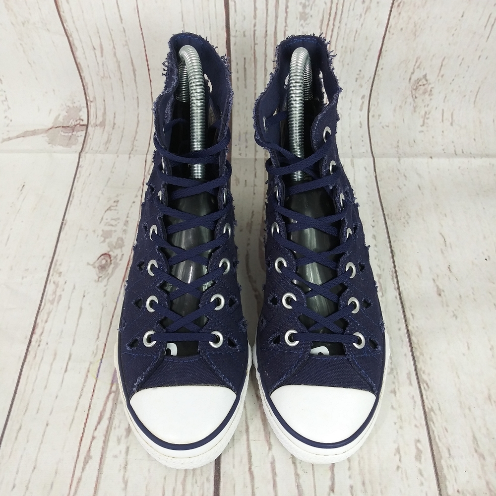 Converse CT All Star Hi-Ness Cut Out Wedge Shoes Blue Sneakers Women's Size 6 - Picture 3 of 10